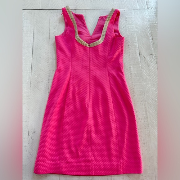 Lilly Pulitzer Janice Cotton Shift Dress in Pink size 2 light gold & pink - Picture 3 of 11
